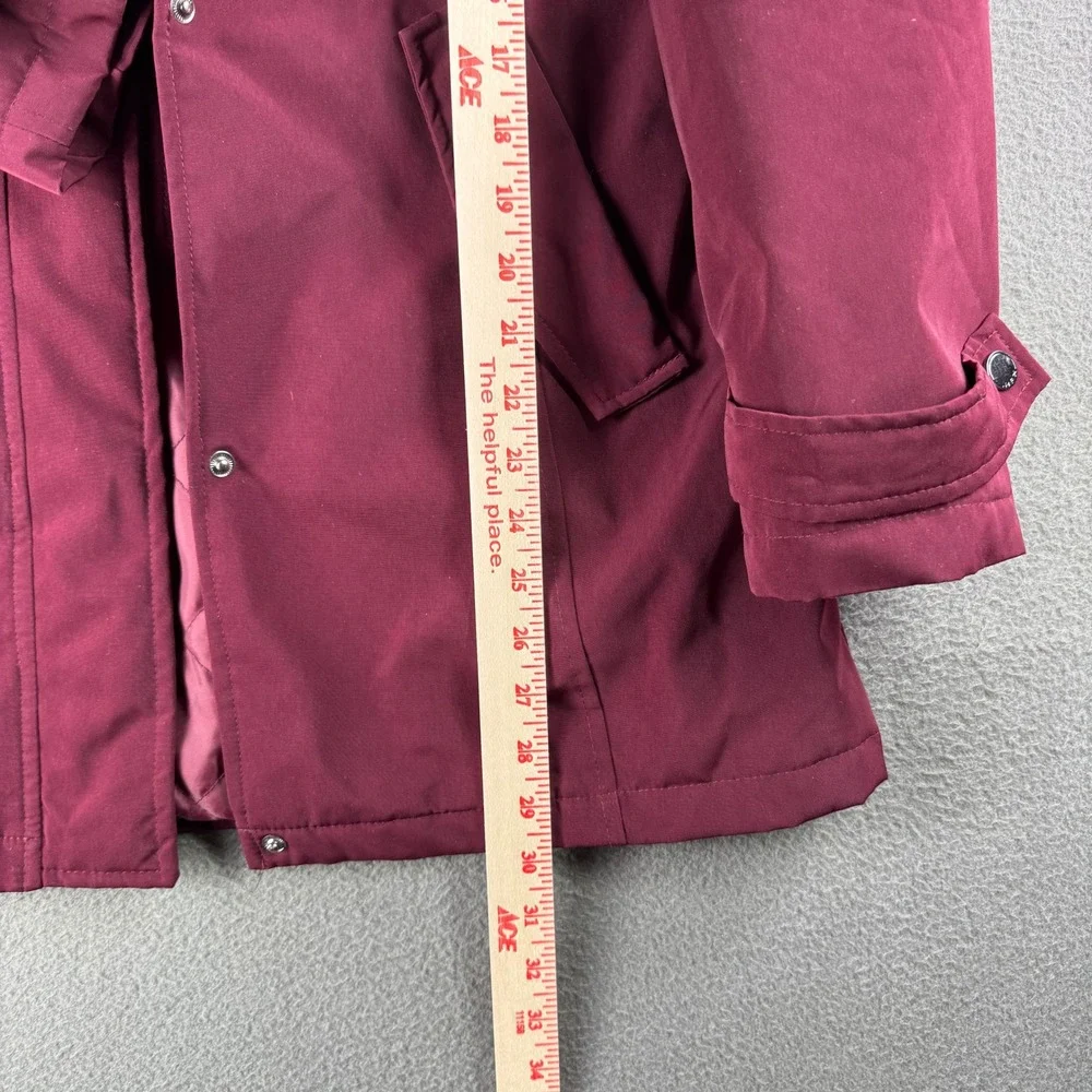 HFX Hooded Raincoat Women S Water Wind Resistant Burgundy Jacket‎ Zip Button